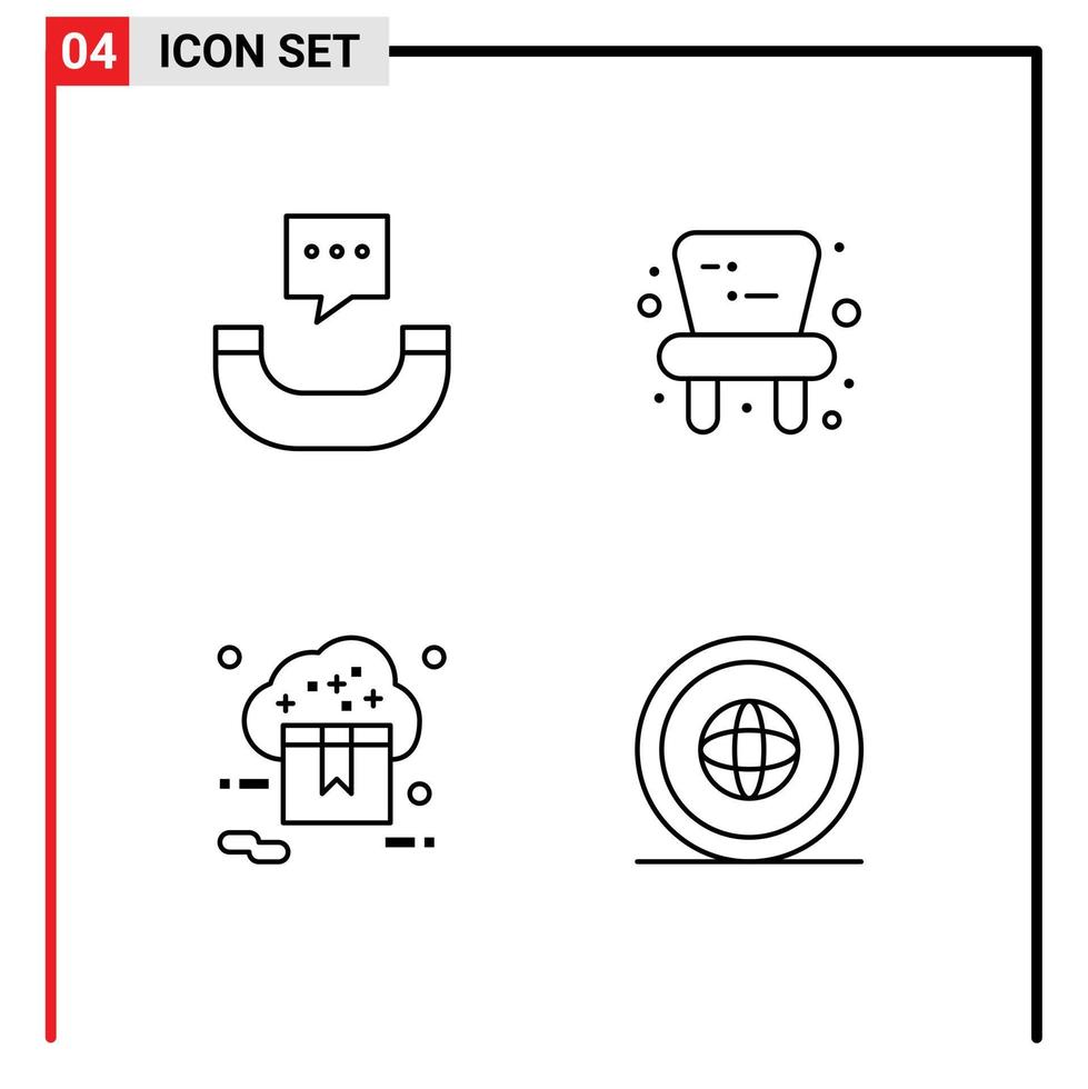 lijn pak van 4 universeel symbolen van bericht op te slaan baby wolk land bewerkbare vector ontwerp elementen