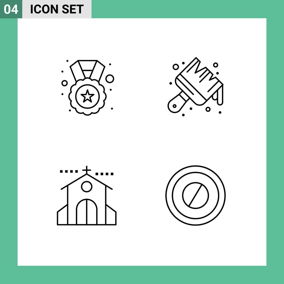pak van 4 modern gevulde lijn vlak kleuren tekens en symbolen voor web afdrukken media zo net zo medaille kerk insigne verf vakantie bewerkbare vector ontwerp elementen