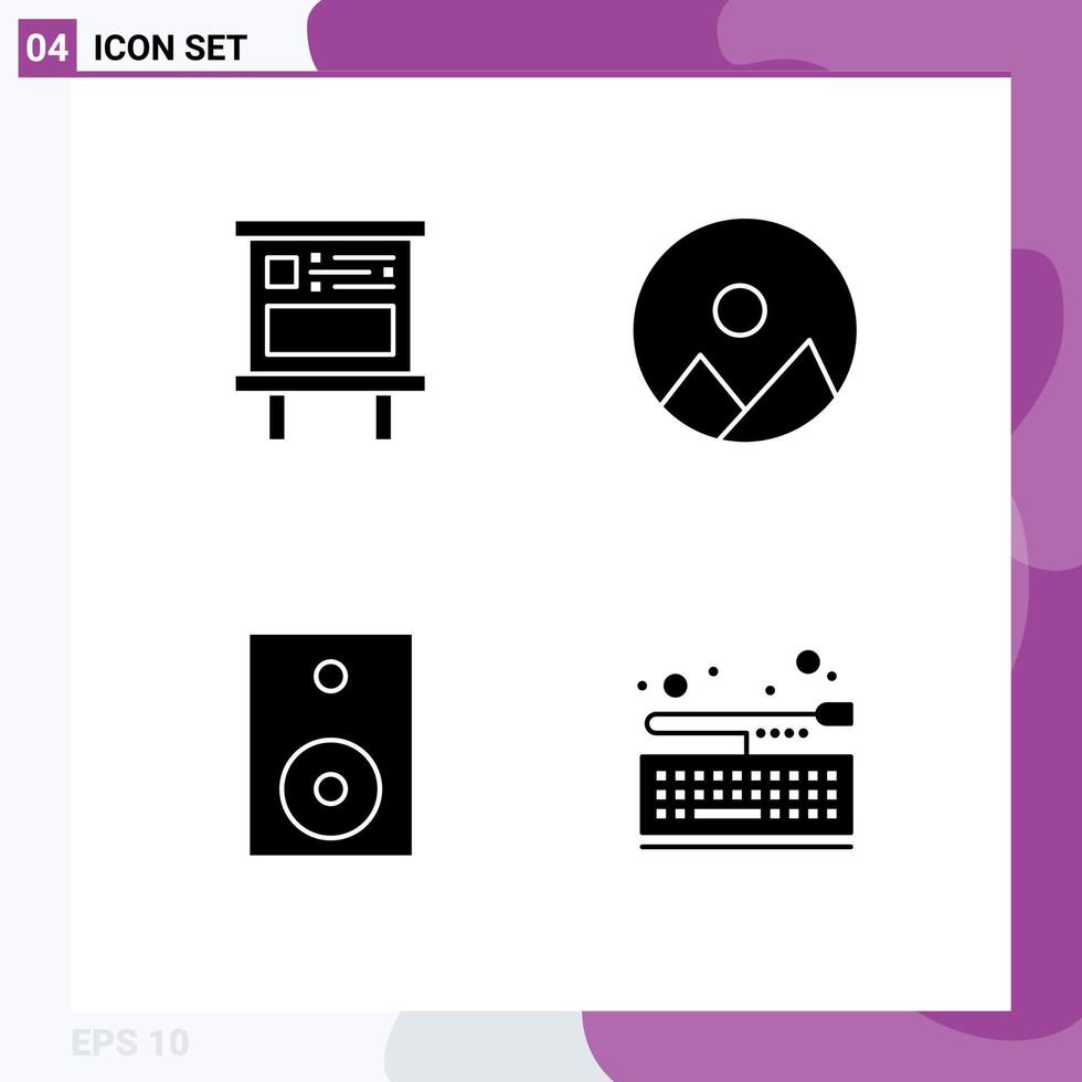 pictogram reeks van 4 gemakkelijk solide glyphs van reclame elektronica afzet natuur spreker bewerkbare vector ontwerp elementen