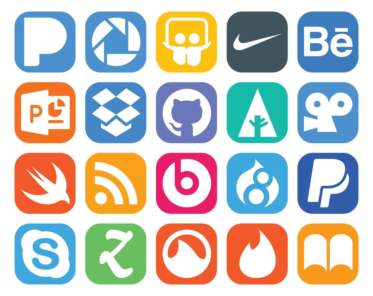 20 sociaal media icoon pak inclusief zootool skype eerste PayPal beats pil vector
