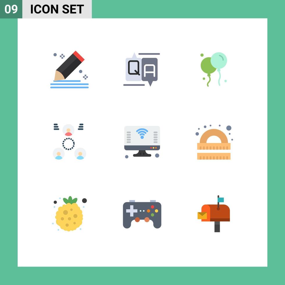 universeel icoon symbolen groep van 9 modern vlak kleuren van internet mensen bericht groep bedrijf bewerkbare vector ontwerp elementen