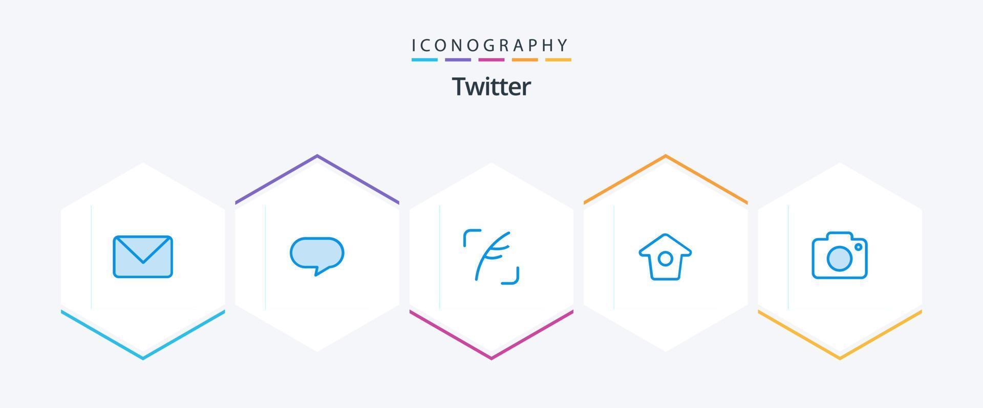 twitter 25 blauw icoon pak inclusief camera. afbeelding. veerkracht. twitteren. tweet vector