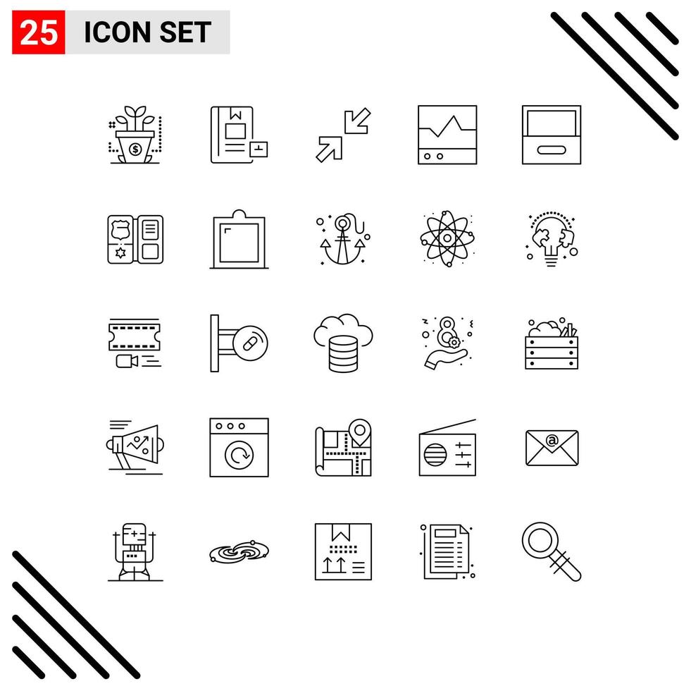 25 thematisch vector lijnen en bewerkbare symbolen van kabinet strekking pijlen producten ecg bewerkbare vector ontwerp elementen