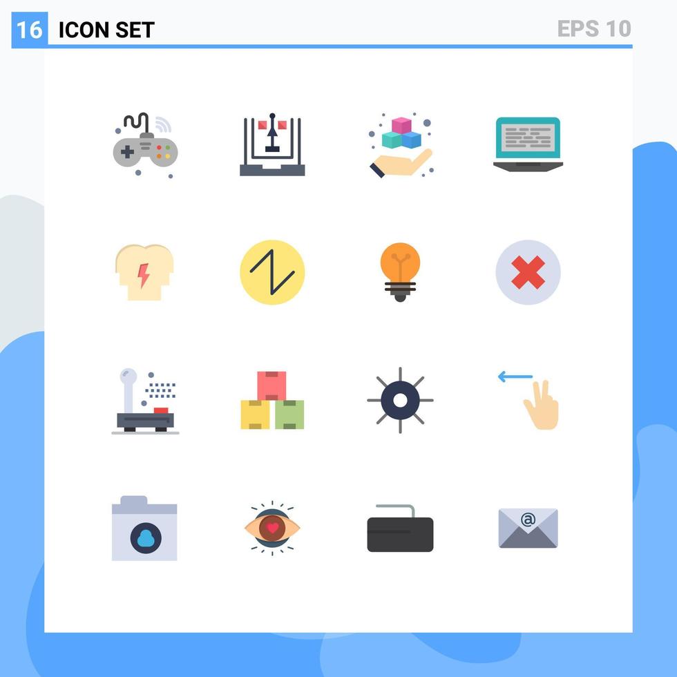 modern reeks van 16 vlak kleuren en symbolen zo net zo scherm codering flowchart laptop hand- bewerkbare pak van creatief vector ontwerp elementen