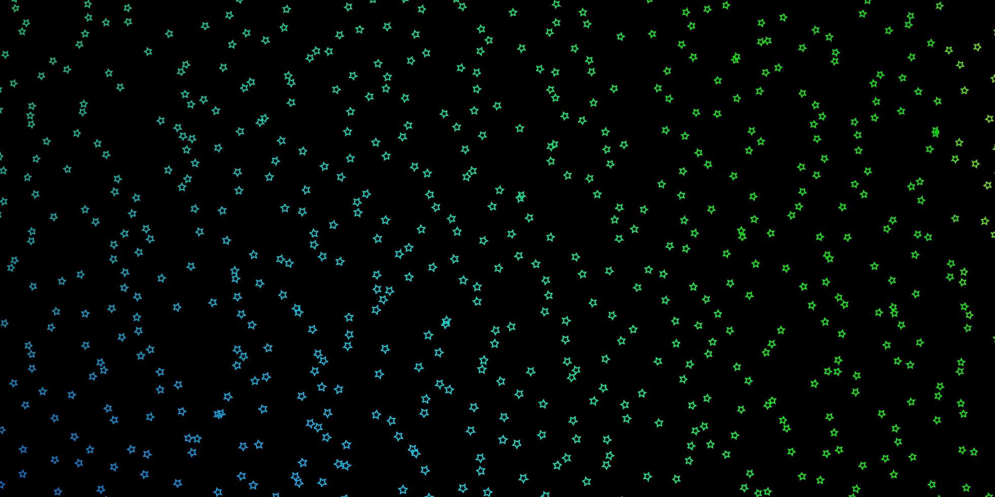 donkerblauwe, groene vectorachtergrond met kleurrijke sterren. vector