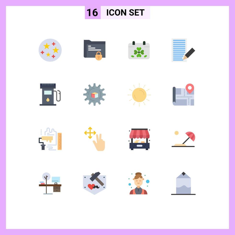 universeel icoon symbolen groep van 16 modern vlak kleuren van te ontvangen envelop kalender contact patricks bewerkbare pak van creatief vector ontwerp elementen
