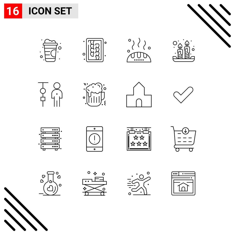universeel icoon symbolen groep van 16 modern contouren van zakelijke toediening bedrijf bedankt licht Pasen bewerkbare vector ontwerp elementen