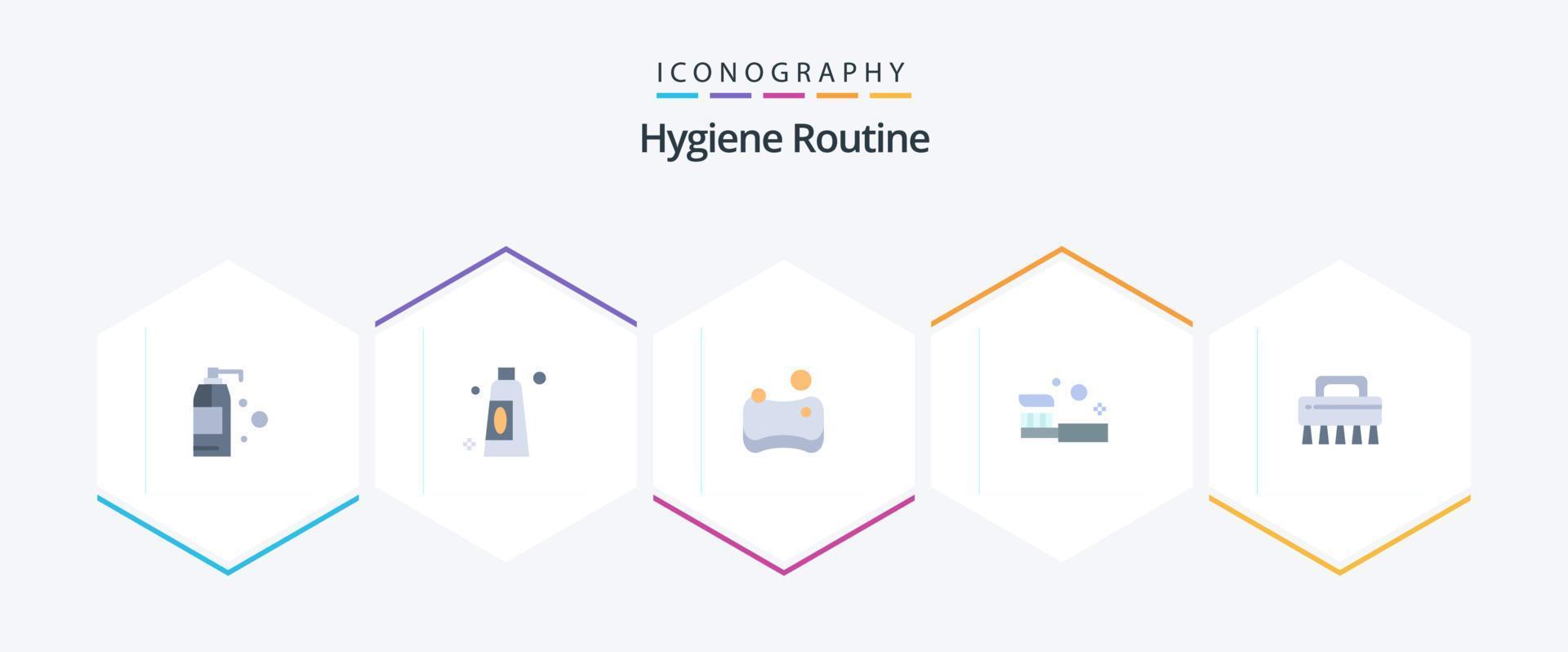 hygiëne routine- 25 vlak icoon pak inclusief . schoonmaak. spons. borstel. douche vector