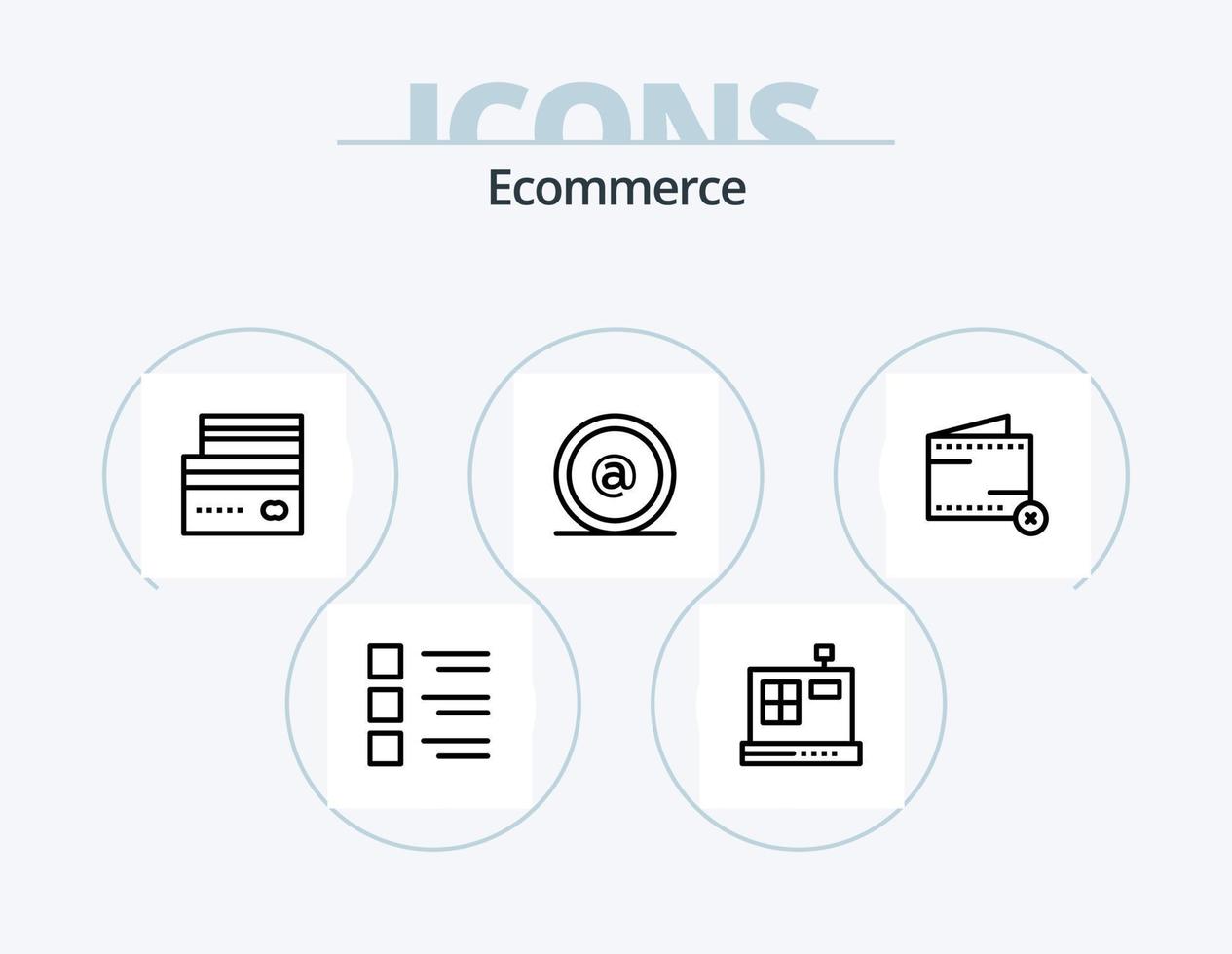 ecommerce lijn icoon pak 5 icoon ontwerp. adres. pakket. winkelen. levering. goedkeuren vector