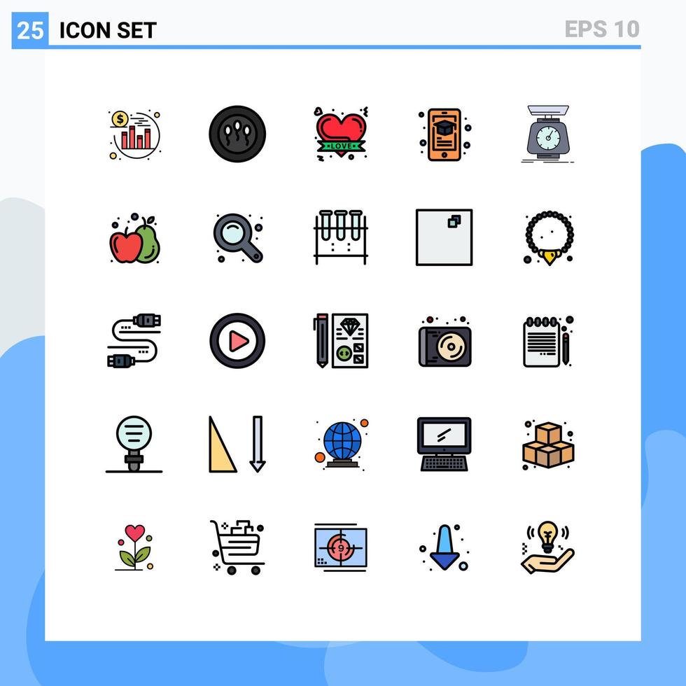 reeks van 25 modern ui pictogrammen symbolen tekens voor balans massa liefde implementatie mobiel bewerkbare vector ontwerp elementen