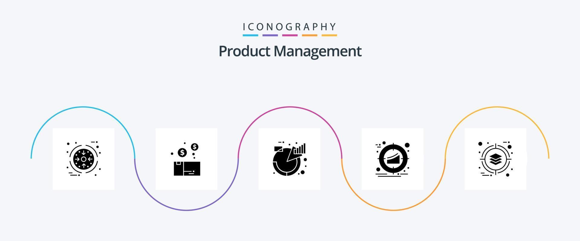 Product beheer glyph 5 icoon pak inclusief Product. beheer. Product. doelwit. beheer vector