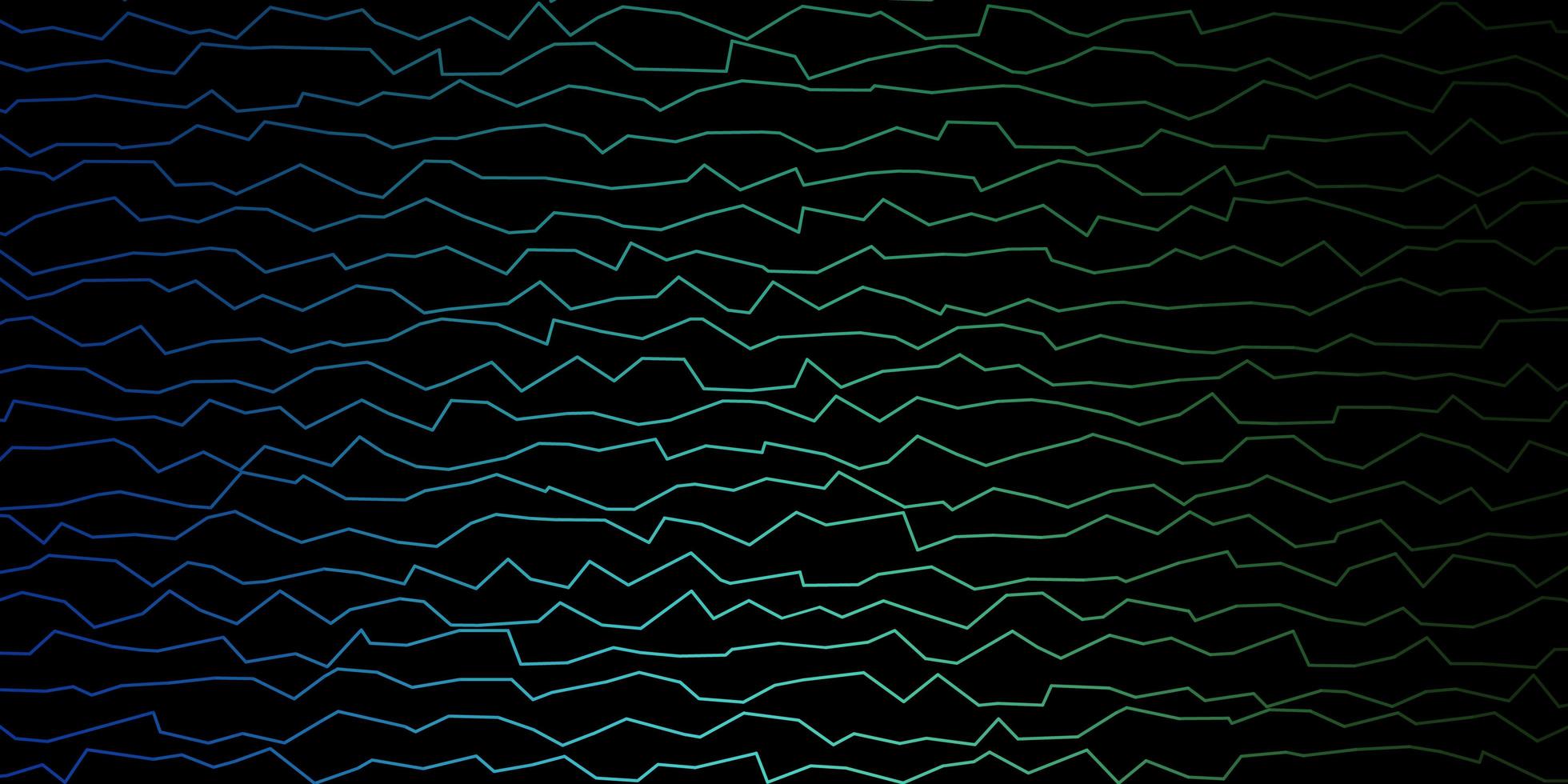 donkerblauwe, groene vectorachtergrond met gebogen lijnen. vector