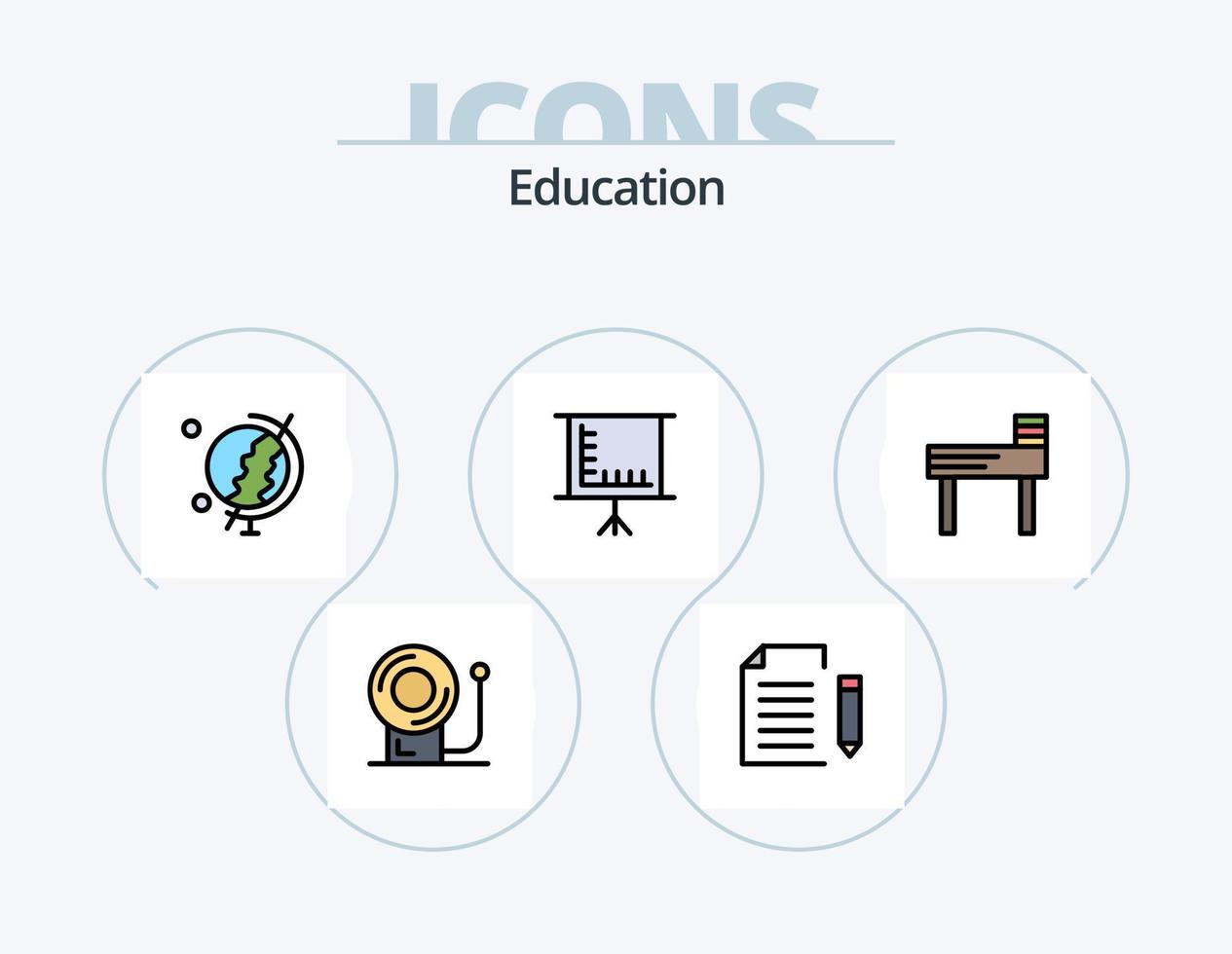 onderwijs lijn gevulde icoon pak 5 icoon ontwerp. alarm. pi. markeerstift. vector