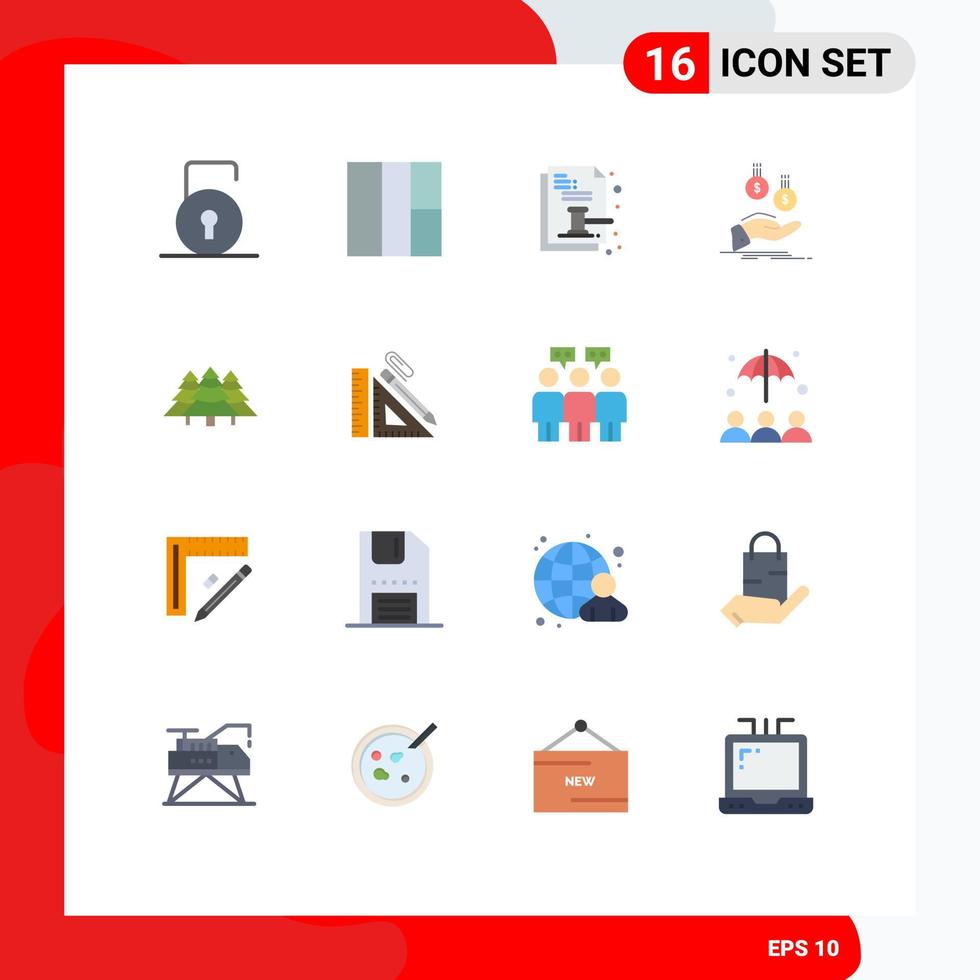 pictogram reeks van 16 gemakkelijk vlak kleuren van camping geld document betaling hand- bewerkbare pak van creatief vector ontwerp elementen