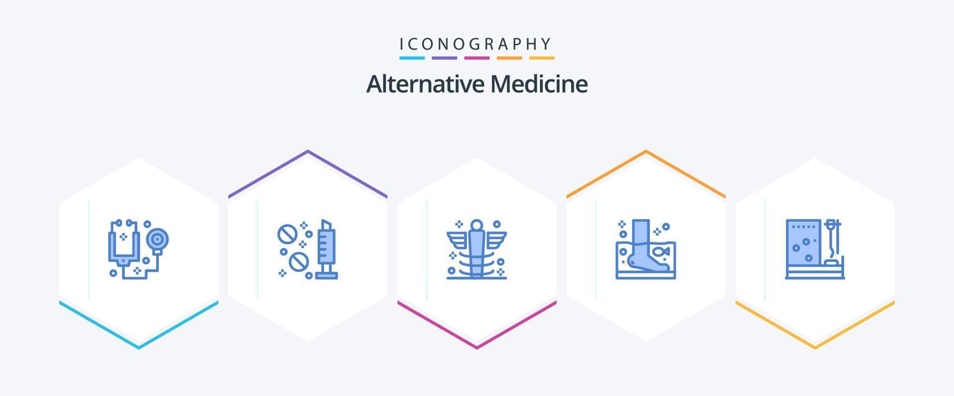 alternatief geneeskunde 25 blauw icoon pak inclusief welzijn. spa. zorg. ontspanning. geneeskunde vector