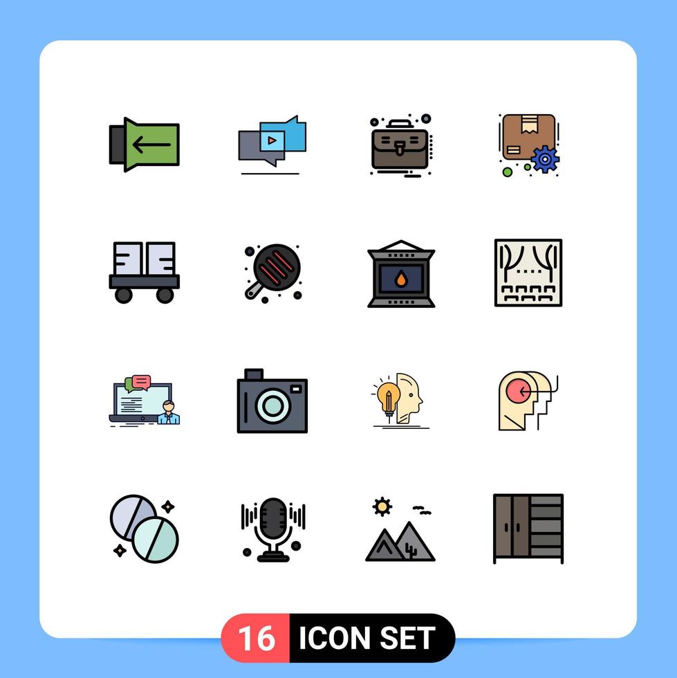 reeks van 16 modern ui pictogrammen symbolen tekens voor heftruck rups- voertuigen bedrijf uitrusting pakket bewerkbare creatief vector ontwerp elementen