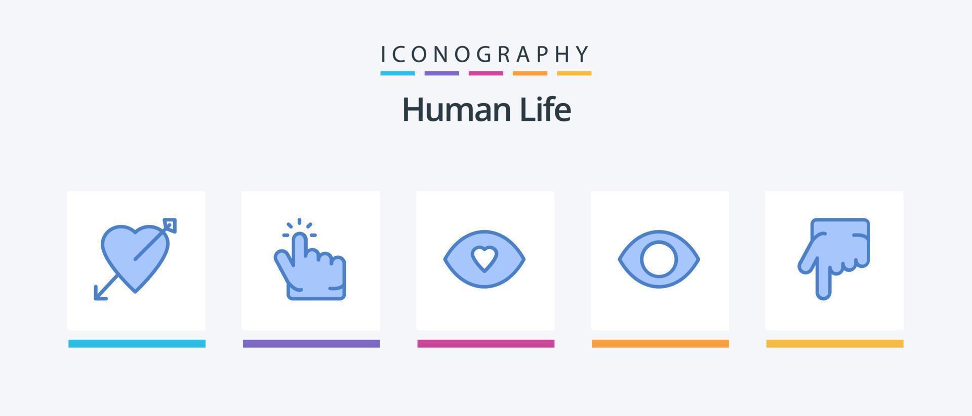 menselijk blauw 5 icoon pak inclusief . oog. hand. vinger. creatief pictogrammen ontwerp vector