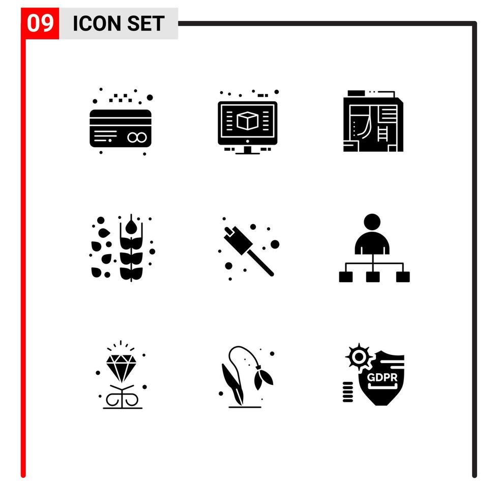 9 creatief pictogrammen modern tekens en symbolen van gebruiker heemst doos camping granen bewerkbare vector ontwerp elementen