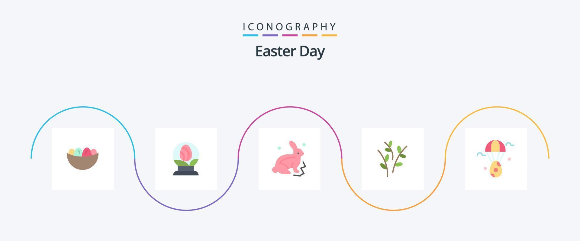 Pasen vlak 5 icoon pak inclusief ei. Pasen. Pasen. katje. natuur vector