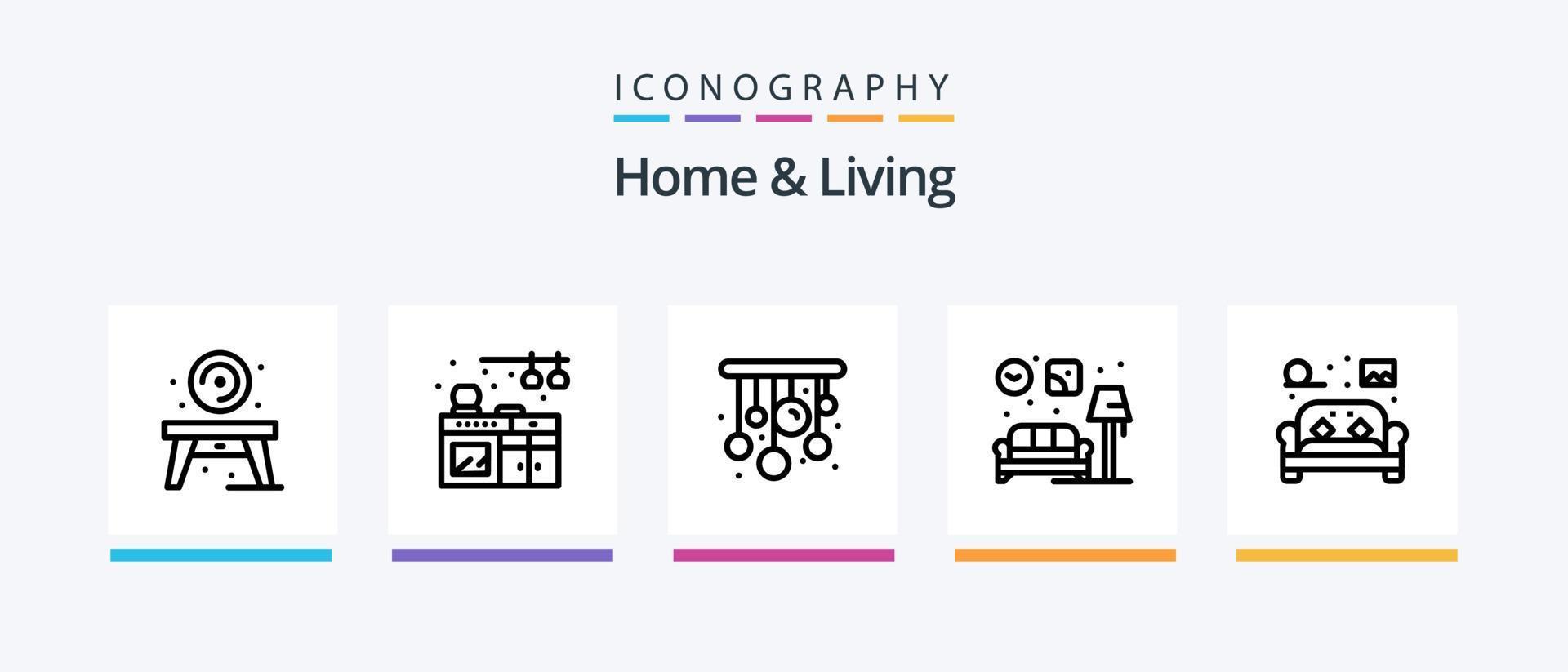 huis en leven lijn 5 icoon pak inclusief huis. stoel. leven. bed. leven. creatief pictogrammen ontwerp vector