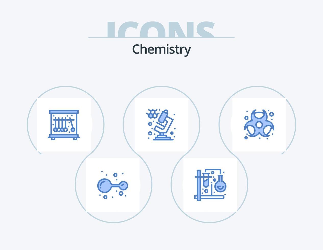 chemie blauw icoon pak 5 icoon ontwerp. chemisch. chemisch. mengen. wetenschap. chemie vector