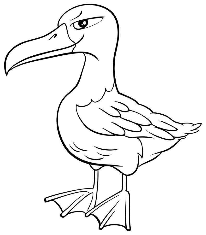 albatros vogel dierlijk karakter cartoon kleurboekpagina vector