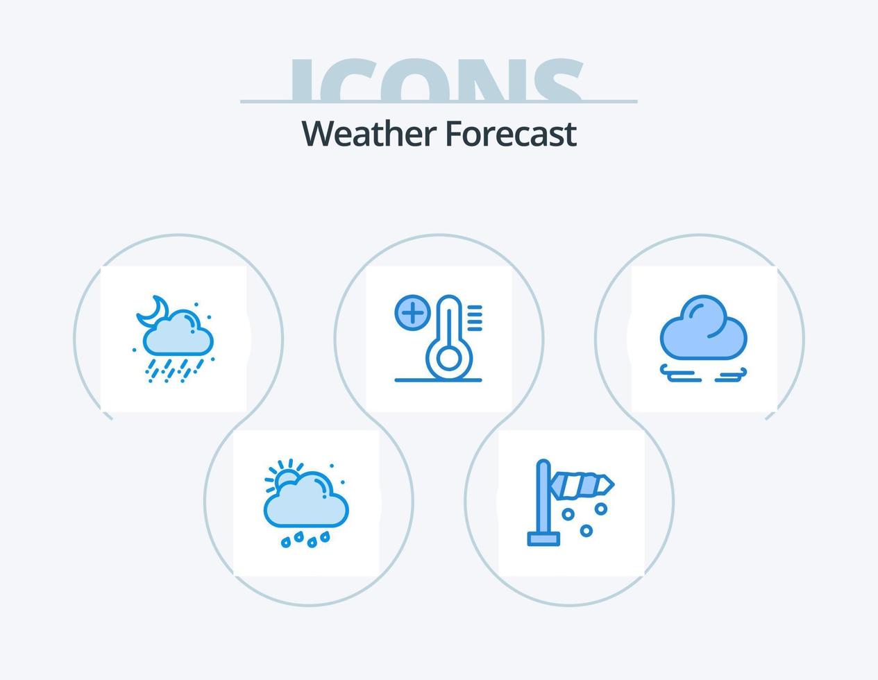 weer blauw icoon pak 5 icoon ontwerp. . wolk. regen. wind. plus vector