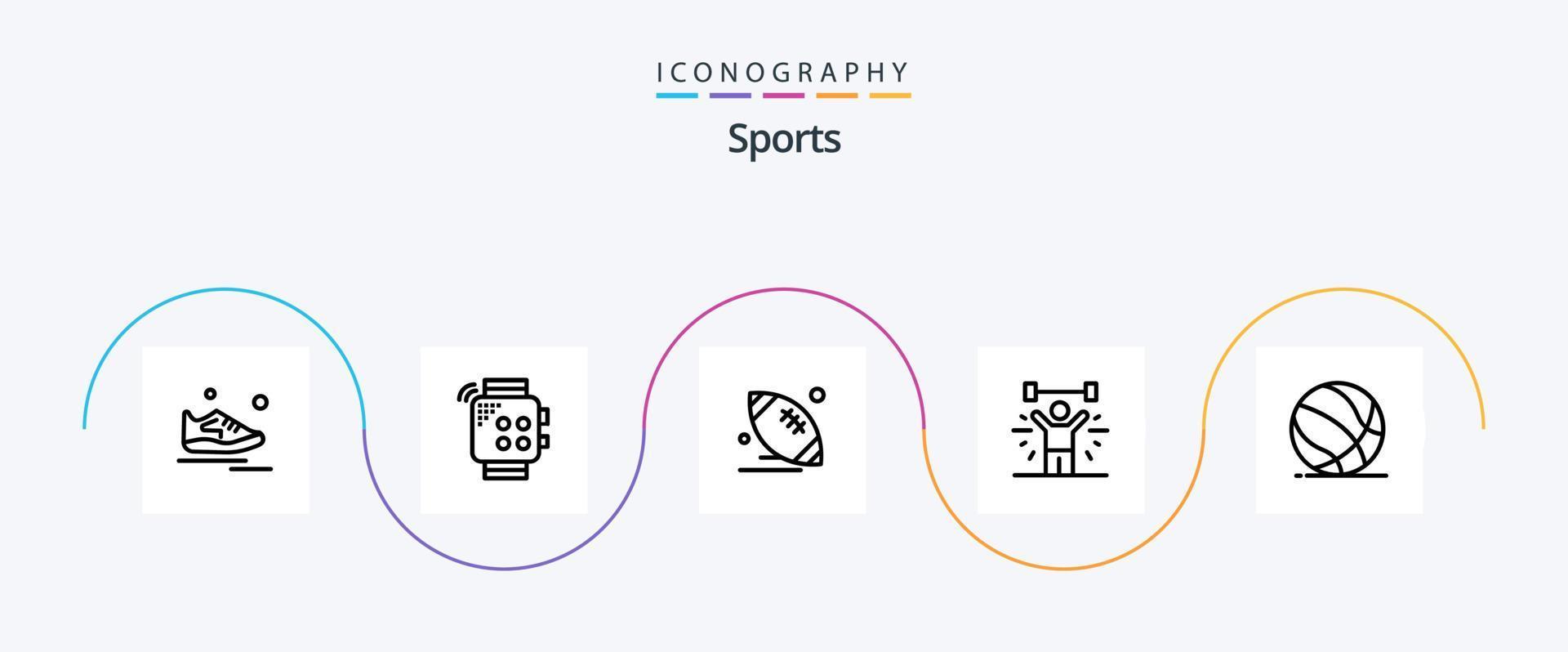 sport- lijn 5 icoon pak inclusief oefening. spel. aanraken. sport. bal vector