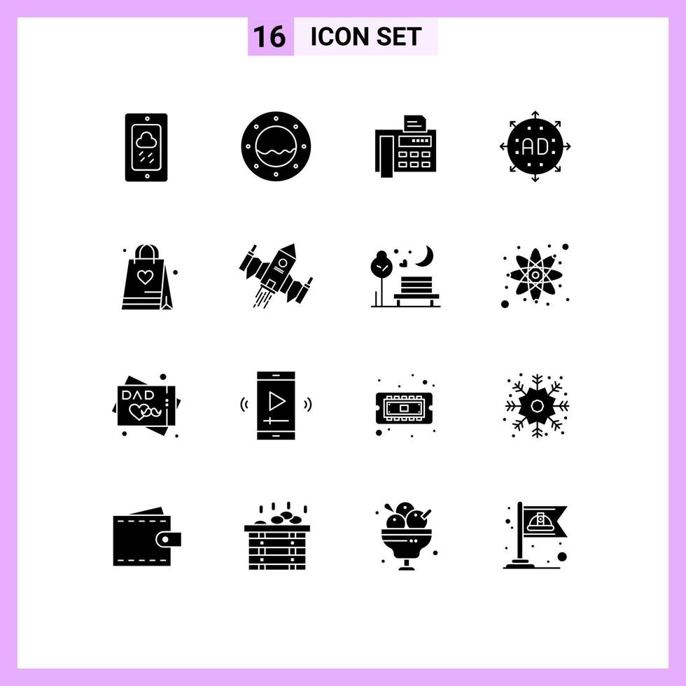 reeks van 16 modern ui pictogrammen symbolen tekens voor hobby's afzet telefoon uitbreiden advertentie bewerkbare vector ontwerp elementen