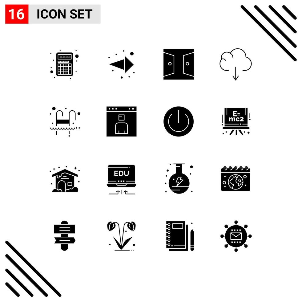 reeks van 16 modern ui pictogrammen symbolen tekens voor zwemmen ladder deur downloaden wolk bewerkbare vector ontwerp elementen