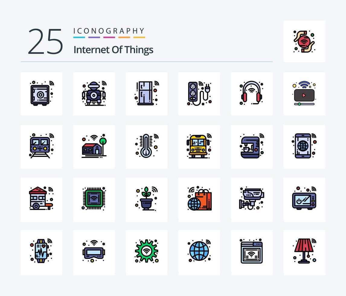 internet van dingen 25 lijn gevulde icoon pak inclusief energie. elektrisch. techniek. apparaat. slim vector
