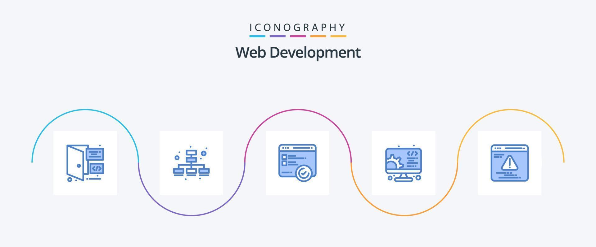 web ontwikkeling blauw 5 icoon pak inclusief fout. ontwikkeling. snelheid. web. onderhoud vector
