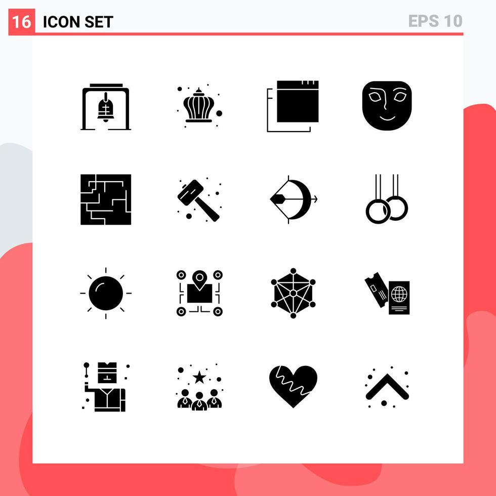 voorraad vector icoon pak van 16 lijn tekens en symbolen voor klop kaart apps labyrint gelukkig bewerkbare vector ontwerp elementen