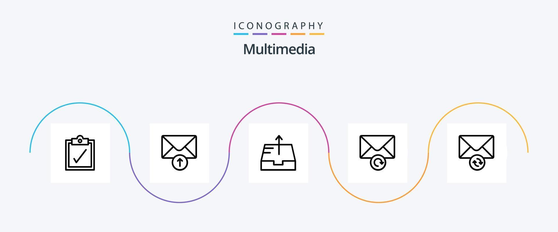 multimedia lijn 5 icoon pak inclusief . mail. bericht vector