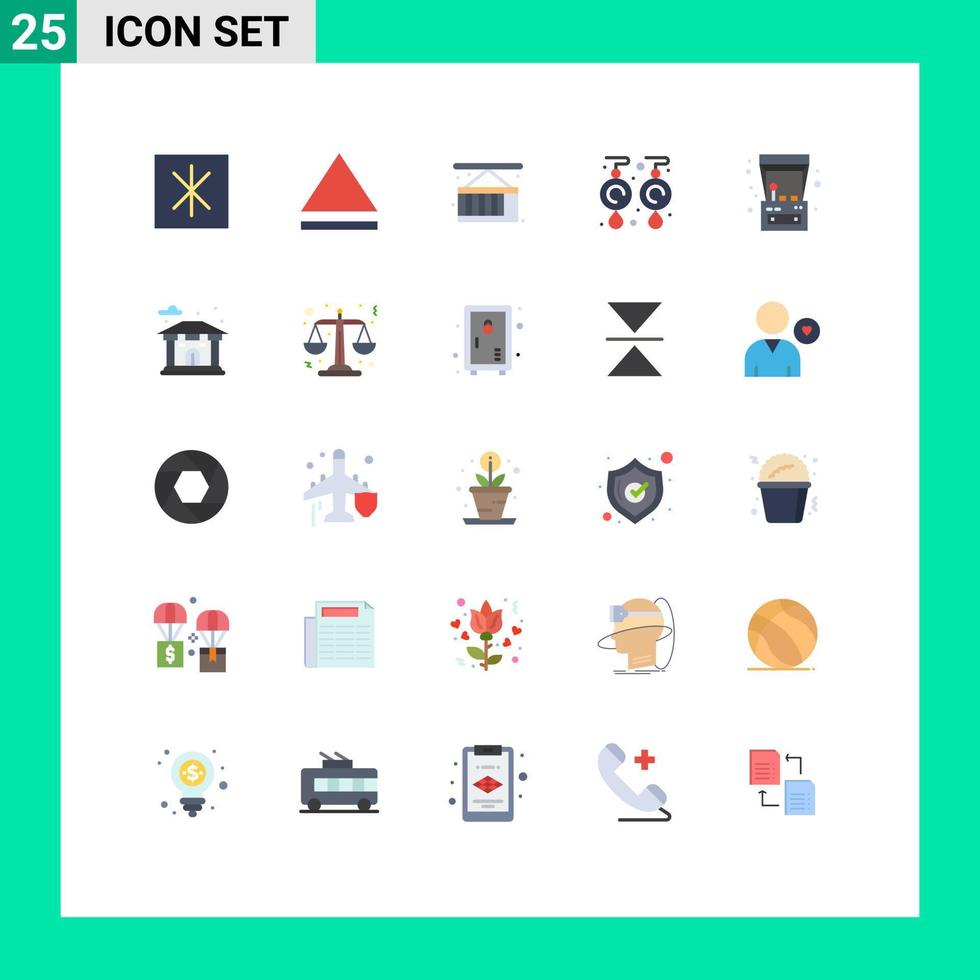 universeel icoon symbolen groep van 25 modern vlak kleuren van stad Speel oorbellen spel speelhal machine bewerkbare vector ontwerp elementen