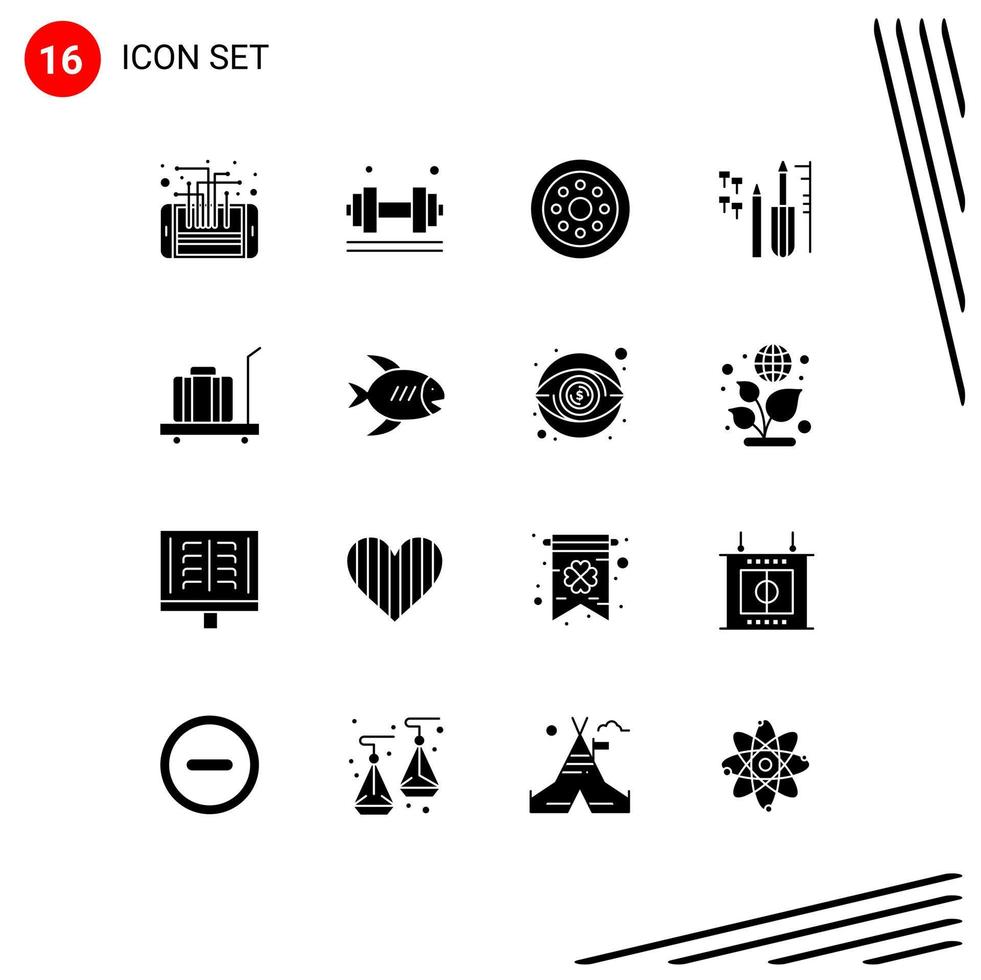 voorraad vector icoon pak van 16 lijn tekens en symbolen voor uitrusting Op maat Sportschool herstellen velg bewerkbare vector ontwerp elementen