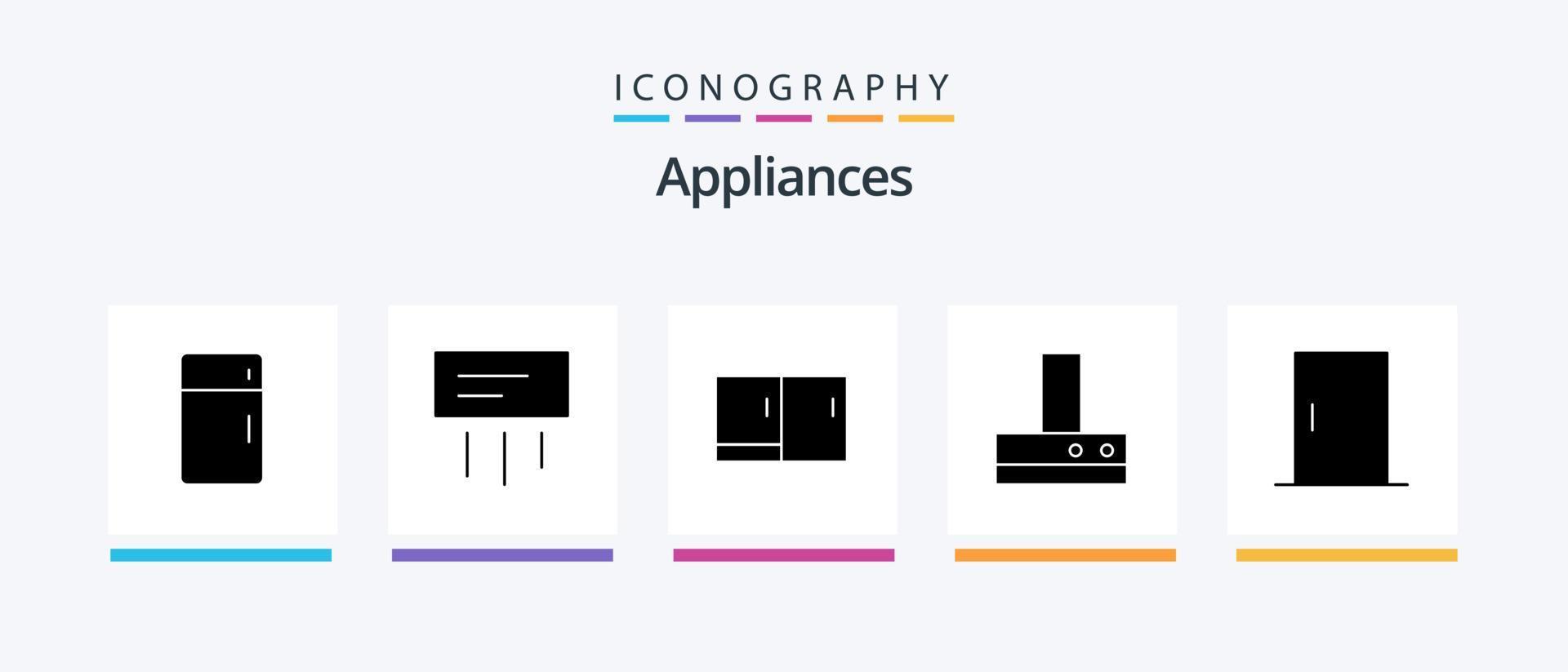 huishoudelijke apparaten glyph 5 icoon pak inclusief meubilair. keuken. huis. fan. huis huishoudelijke apparaten. creatief pictogrammen ontwerp vector