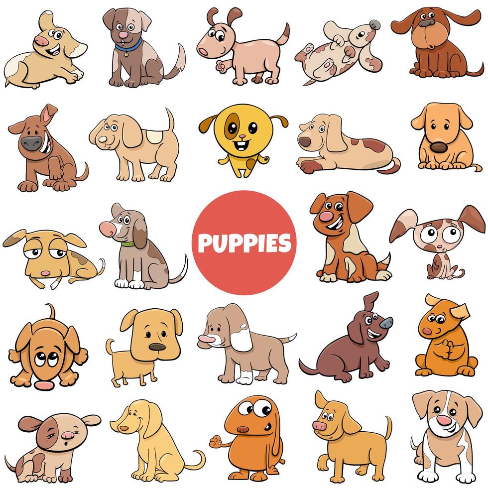 cartoon puppies honden stripfiguren grote reeks vector