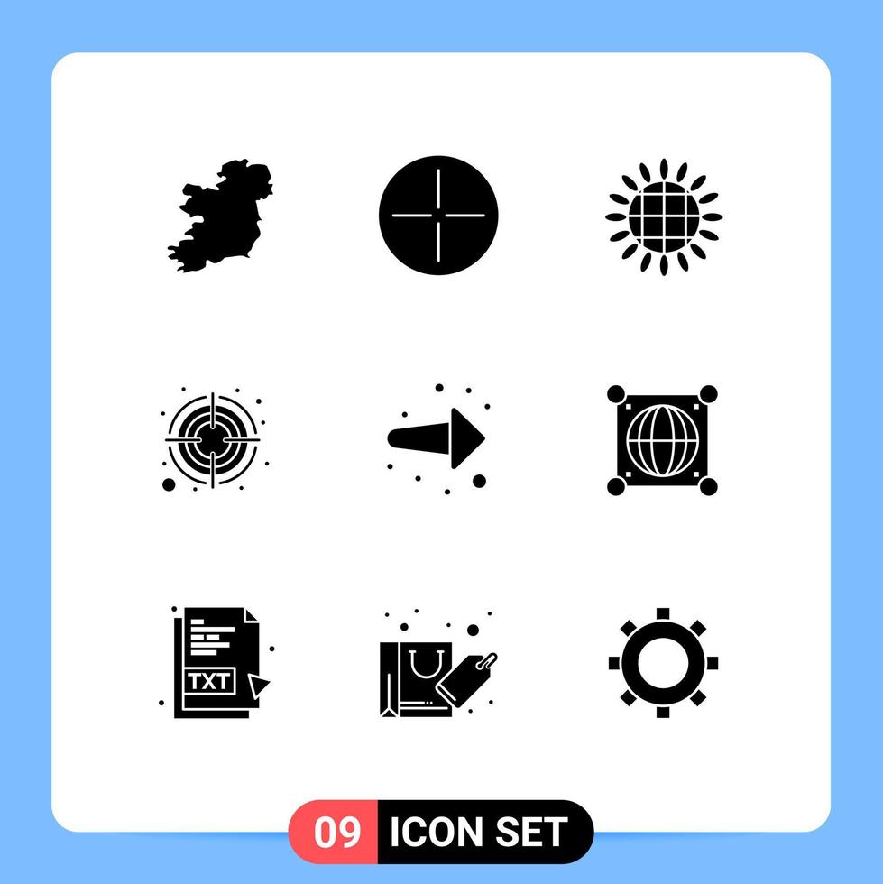 9 creatief pictogrammen modern tekens en symbolen van Rechtsaf terug dankzegging pijl doel bewerkbare vector ontwerp elementen