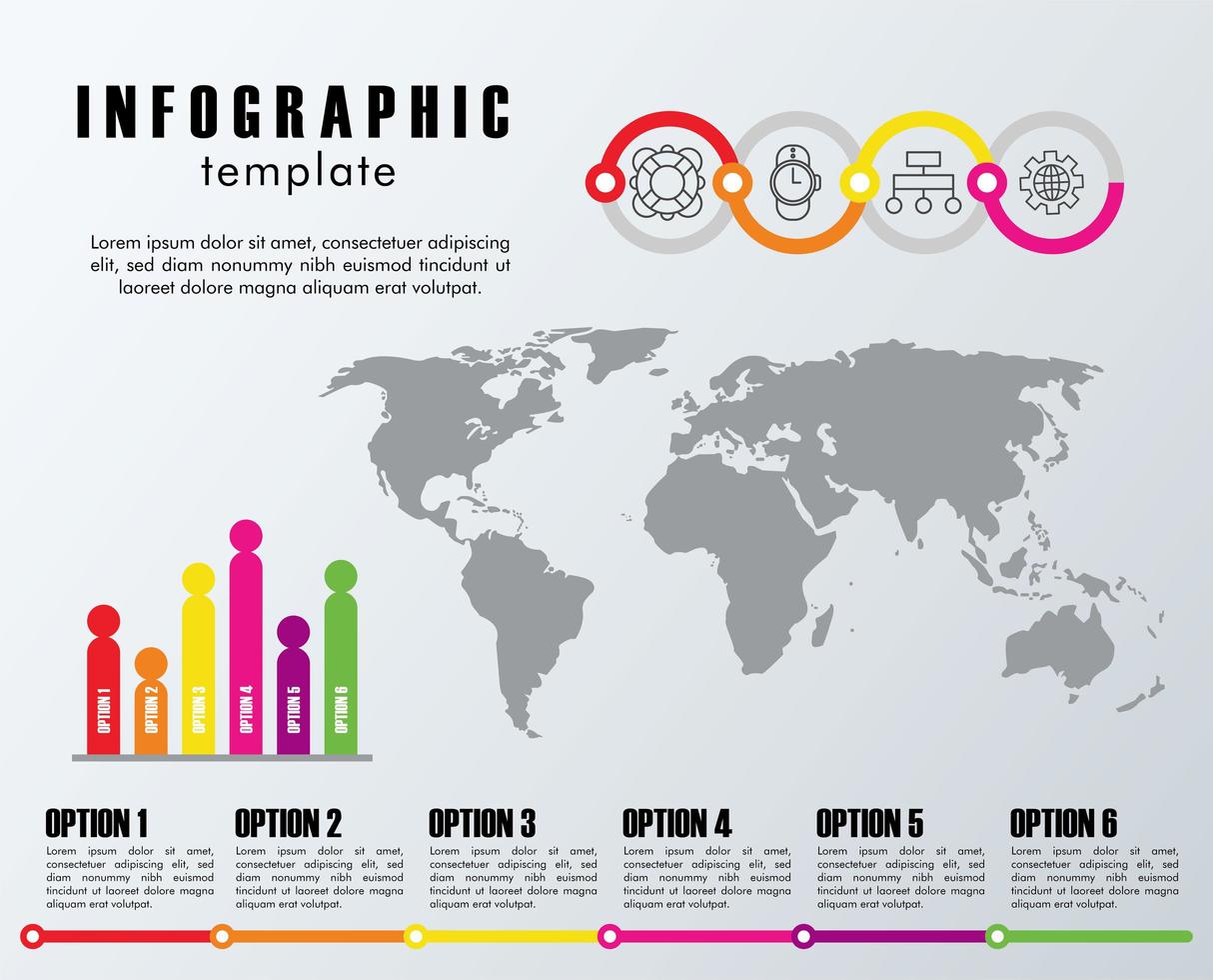 infographic sjabloon statistieken met kaarten van de planeet aarde vector