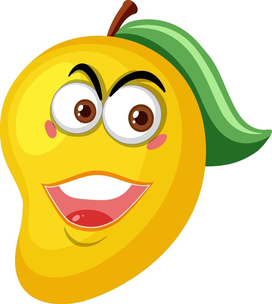 mango stripfiguur met blij gezicht expressie op witte achtergrond vector