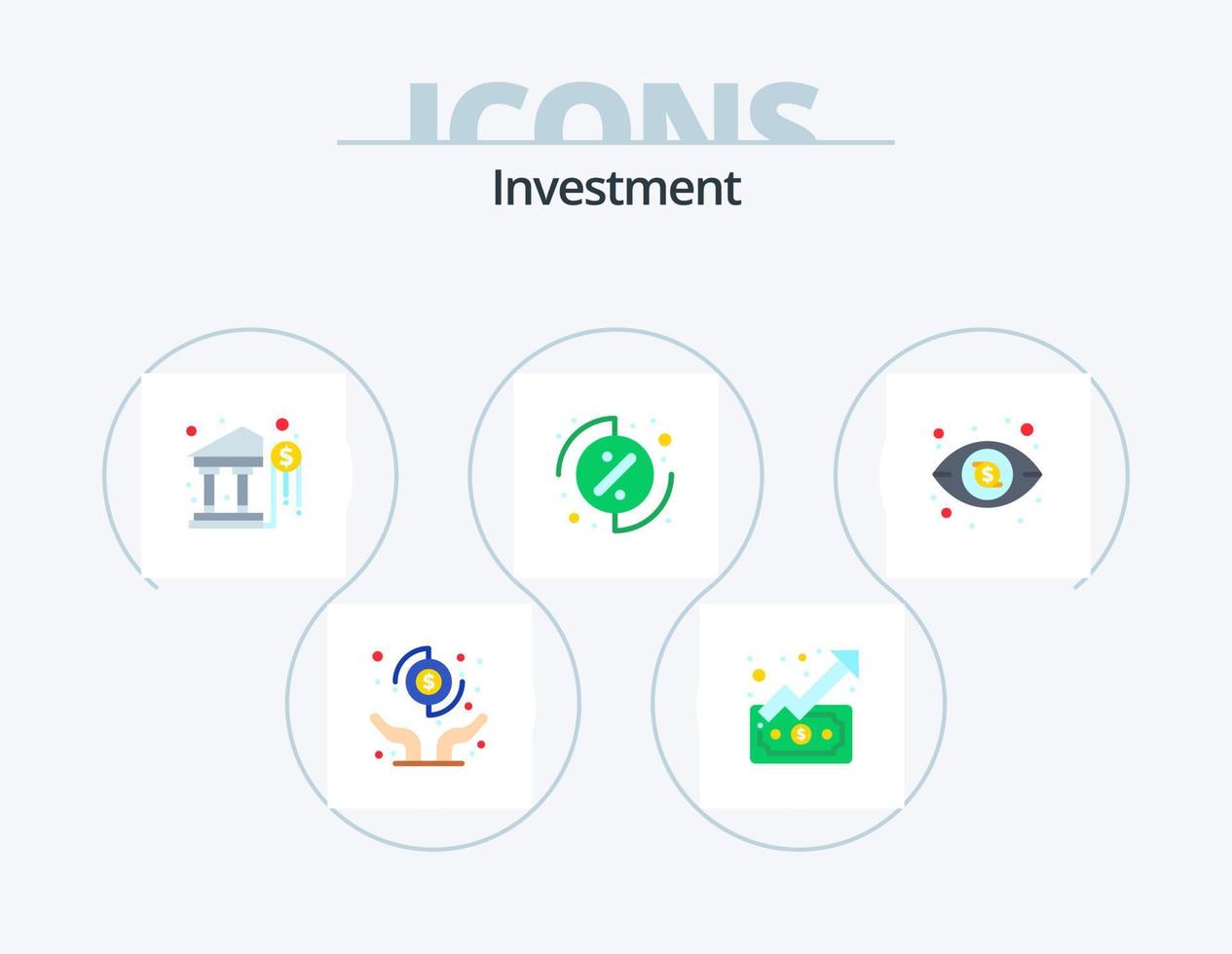 investering vlak icoon pak 5 icoon ontwerp. visie. dollar. bank. percentage. investering vector
