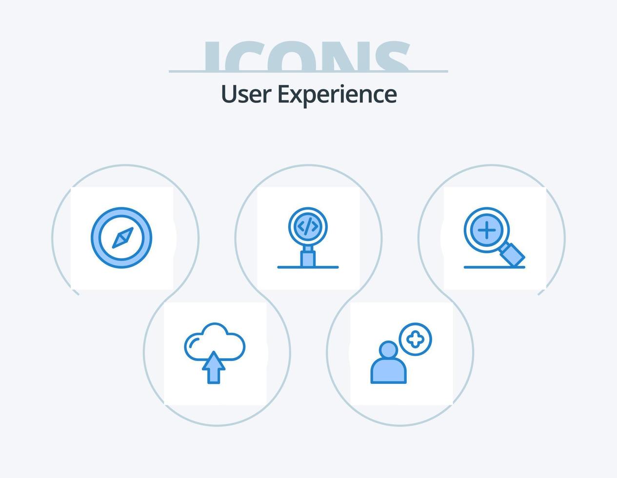 gebruiker ervaring blauw icoon pak 5 icoon ontwerp. zoeken. vergrootglas. kaart. zoeken. ontwikkeling vector