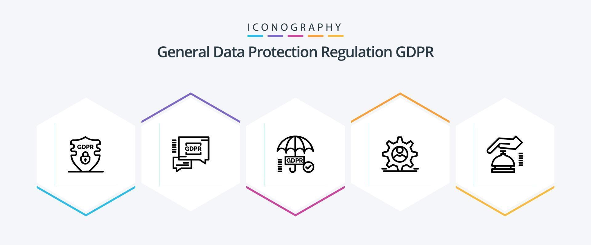 gdpr 25 lijn icoon pak inclusief veiligheid . dper . veiligheid chatten. Kruis aan vector