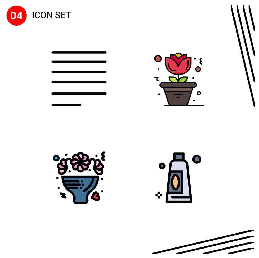 4 creatief pictogrammen modern tekens en symbolen van uitlijnen rozen bloem boeket room bewerkbare vector ontwerp elementen