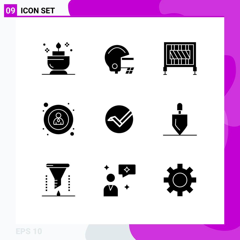 modern reeks van 9 solide glyphs pictogram van uitrusting crypto poort munt gebruiker bewerkbare vector ontwerp elementen