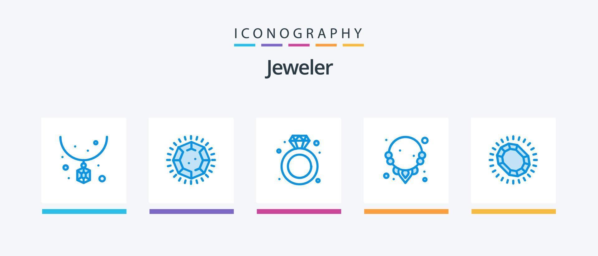 sieraden blauw 5 icoon pak inclusief sieraden. ketting. diamant. sieraden. diamant. creatief pictogrammen ontwerp vector