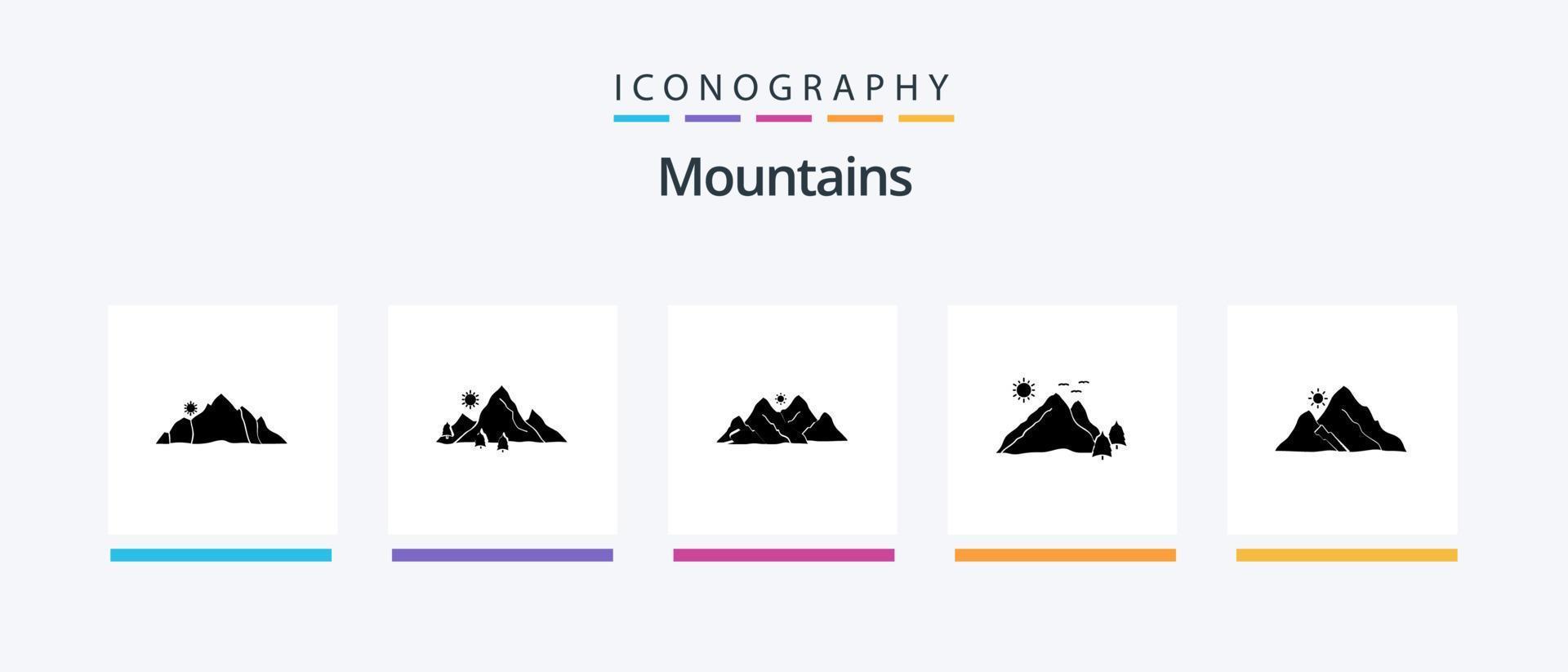 bergen glyph 5 icoon pak inclusief heuvel. berg. natuur. tafereel. heuvel. creatief pictogrammen ontwerp vector