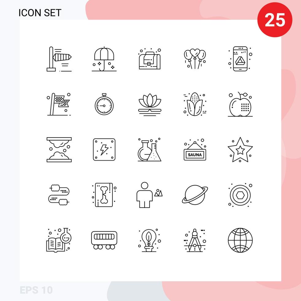 modern reeks van 25 lijnen en symbolen zo net zo google app bedrijf hart liefde bewerkbare vector ontwerp elementen