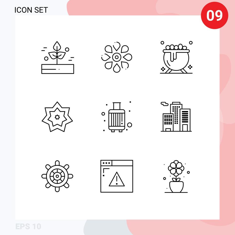 schets pak van 9 universeel symbolen van Ramadan kareem natuur Islam vakantie bewerkbare vector ontwerp elementen